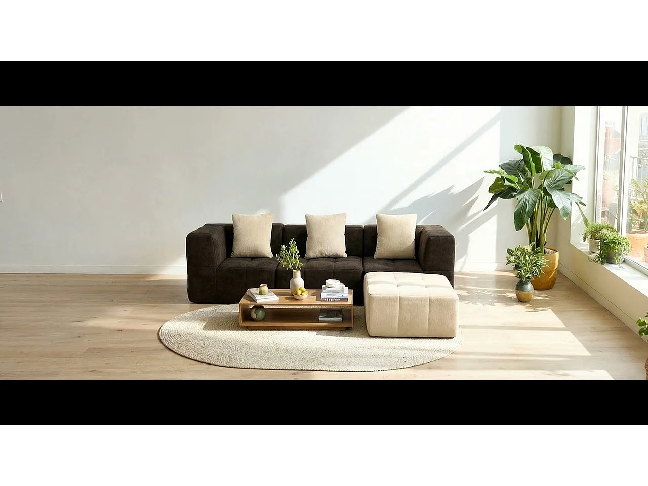 Coco Living Canapé Eden Complet 3 places - marron sable