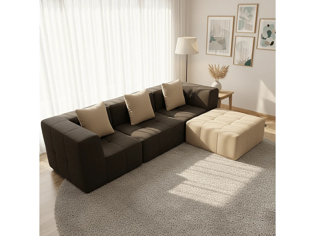 Coco Living Canapé Eden Complet 3 places - marron sable