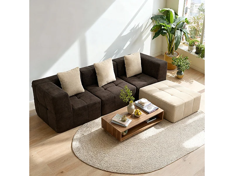 Sofa Eden Komplett 3-Sitzer - Braun Sand