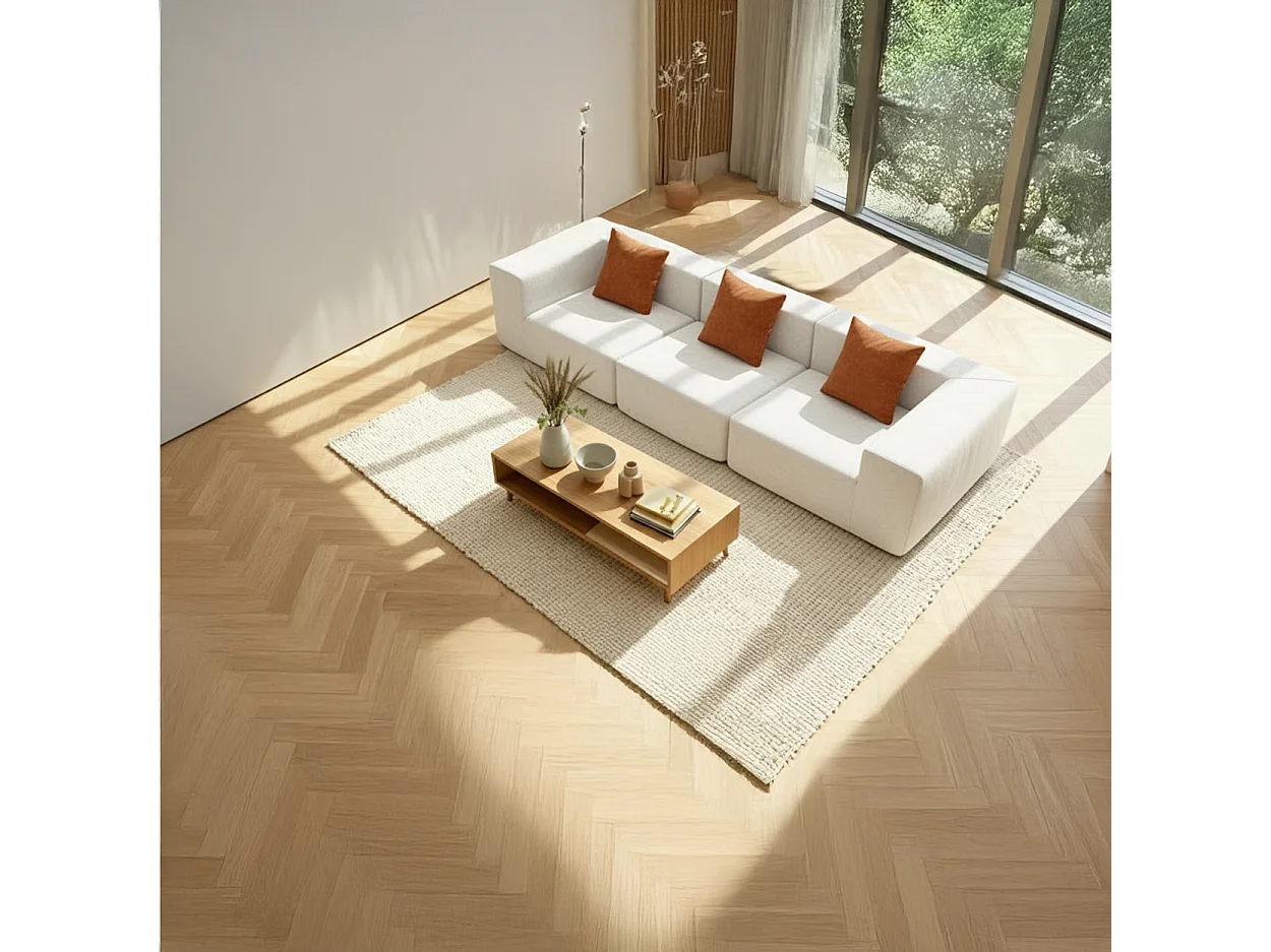 Canapé Compressé  3 places Pure en flannelle - Blanc / orange