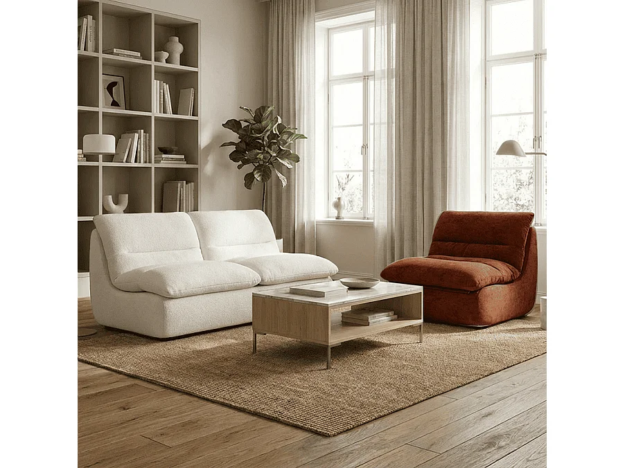 Coco Living Pack Nuvia Living 3 places - blanc et chocolat