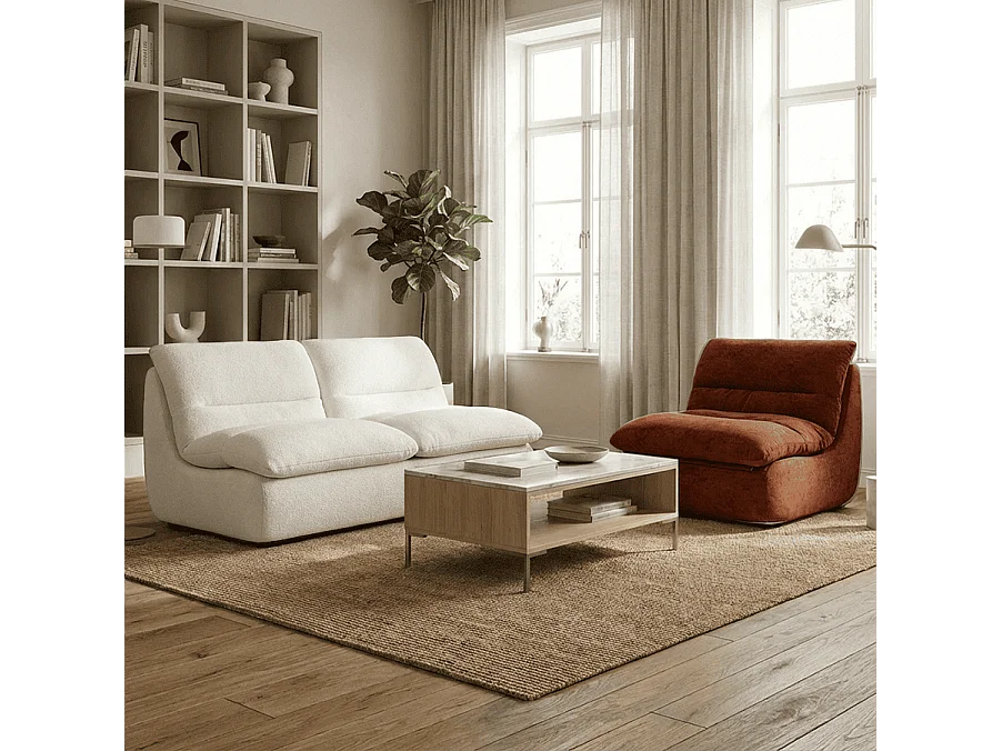 Coco Living Pack Nuvia Living 3 places - blanc et chocolat