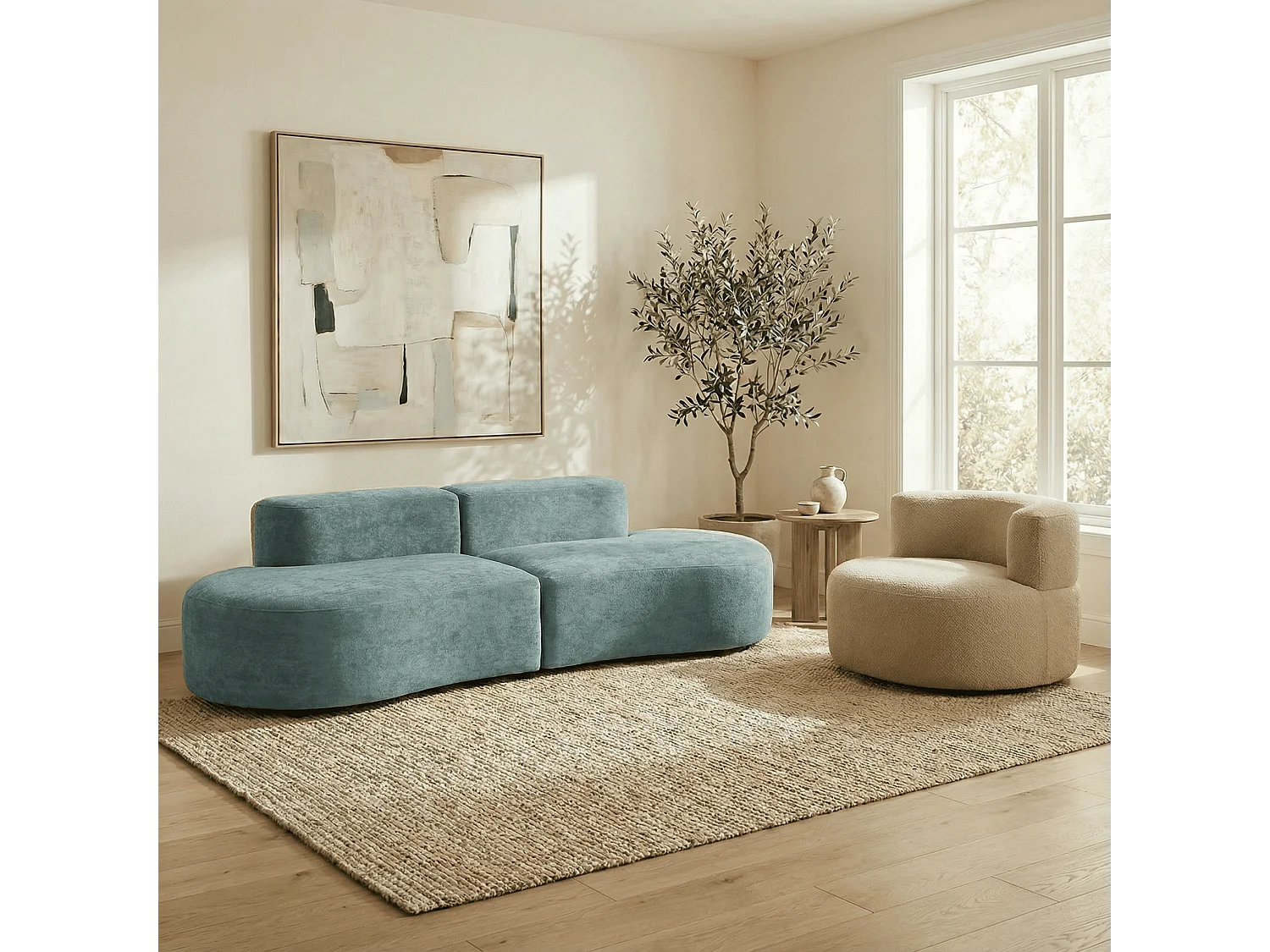 Coco Living Pack Lounge Canapé et fauteuil - sauge et sable