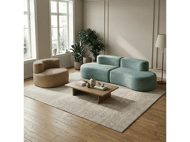 Coco Living Lounge-Set Sofa und Sessel - Salbei und Sand