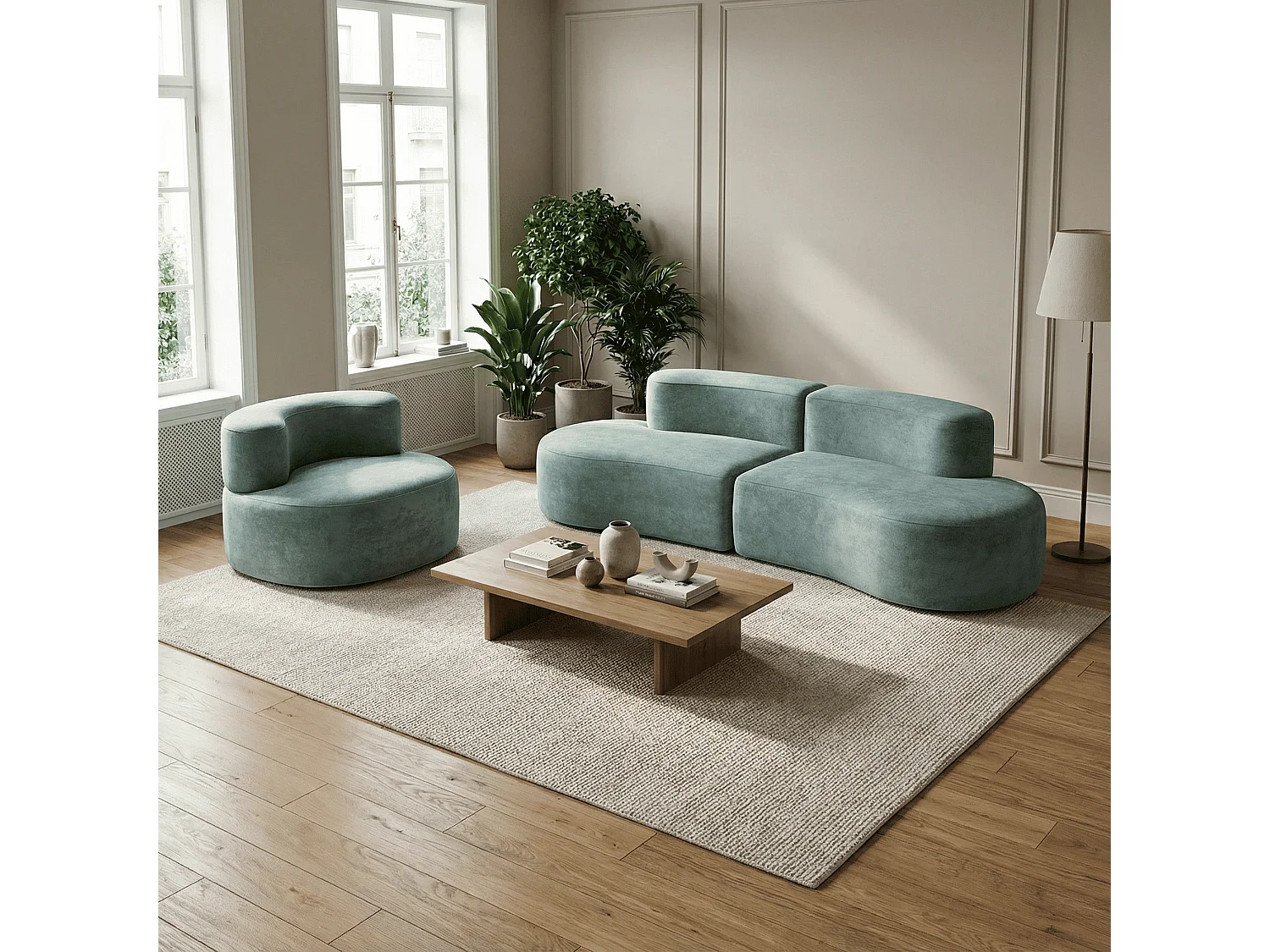 Pack Lounge Canapé et fauteuil - sauge