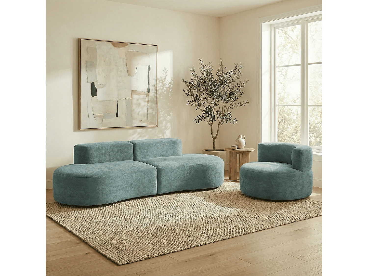 Coco Living Lounge-Set Sofa und Sessel - Salbei