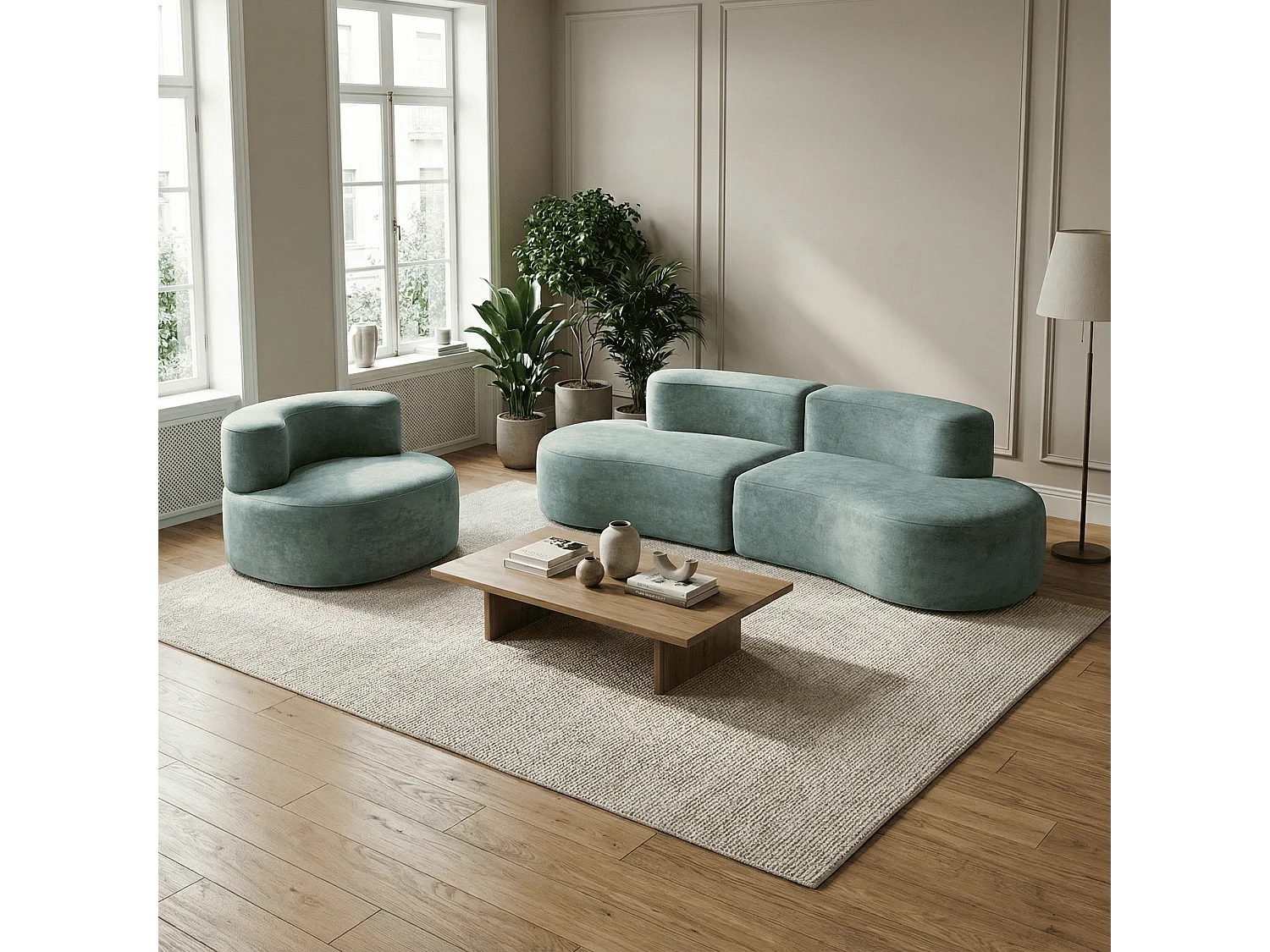Coco Living Pack Lounge Canapé et fauteuil - sauge
