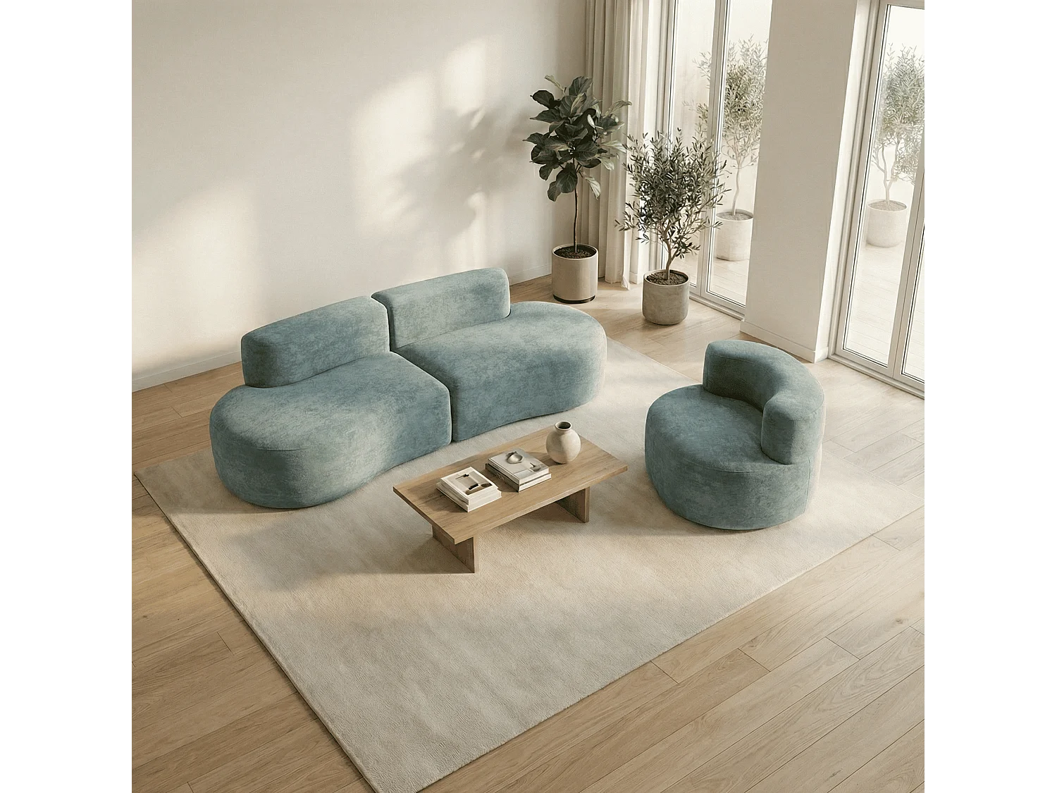 Coco Living Pack Lounge Canapé et fauteuil - sauge