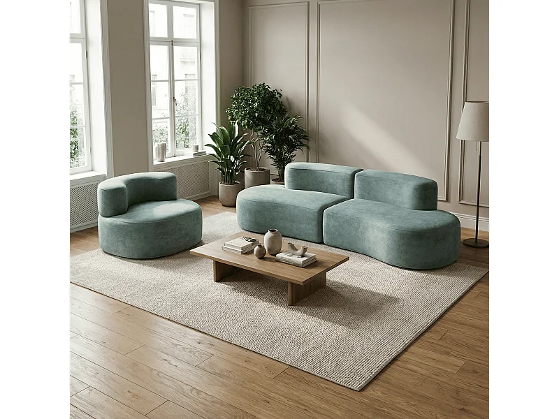 Pack Lounge Canapé et fauteuil - sauge