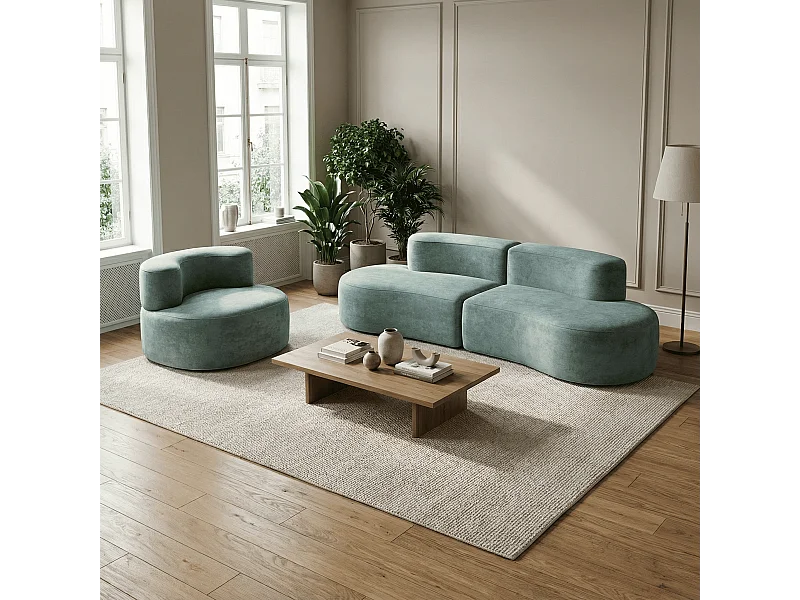Coco Living Lounge-Set Sofa und Sessel - Salbei