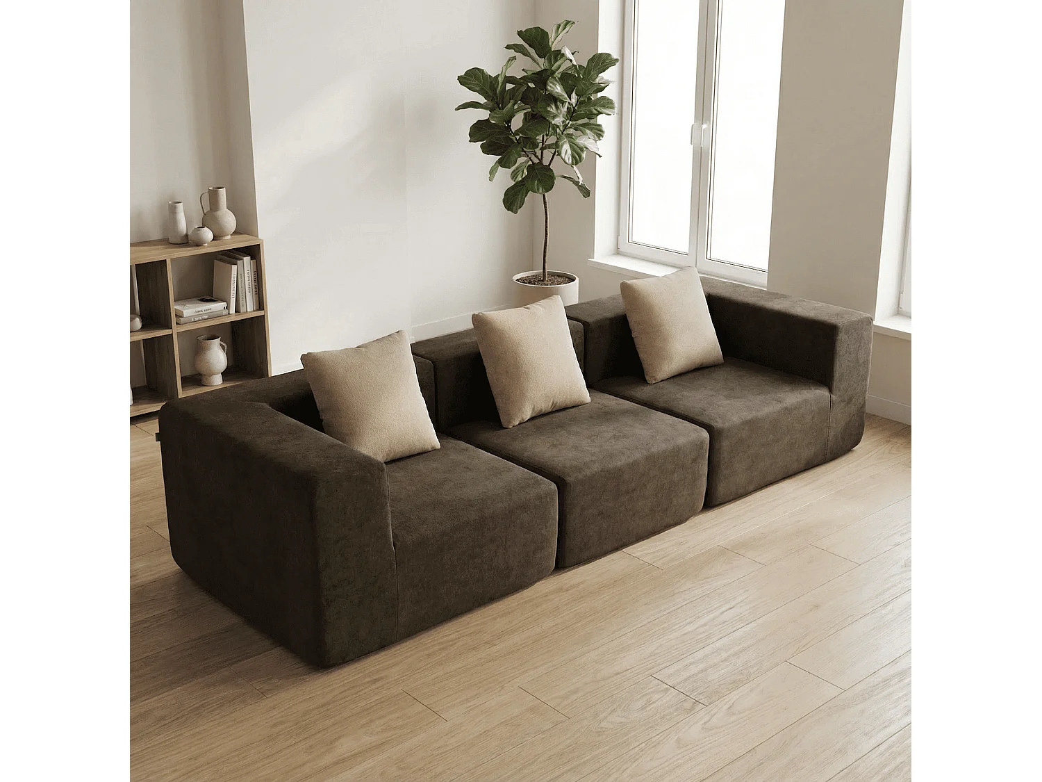 Sofa Pure 3-Sitzer - Braun Sand