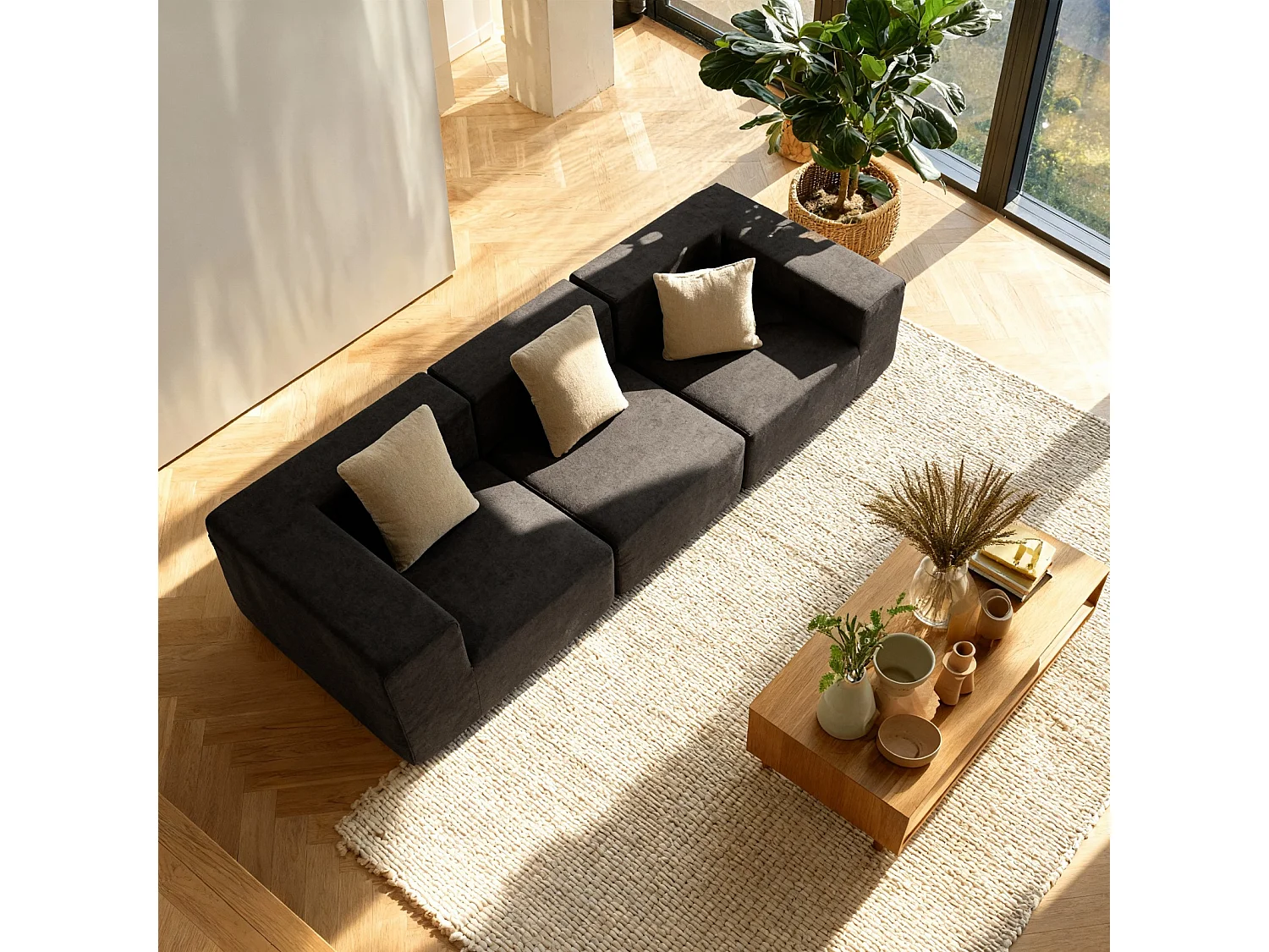 Sofa Pure 3-Sitzer - Braun Sand