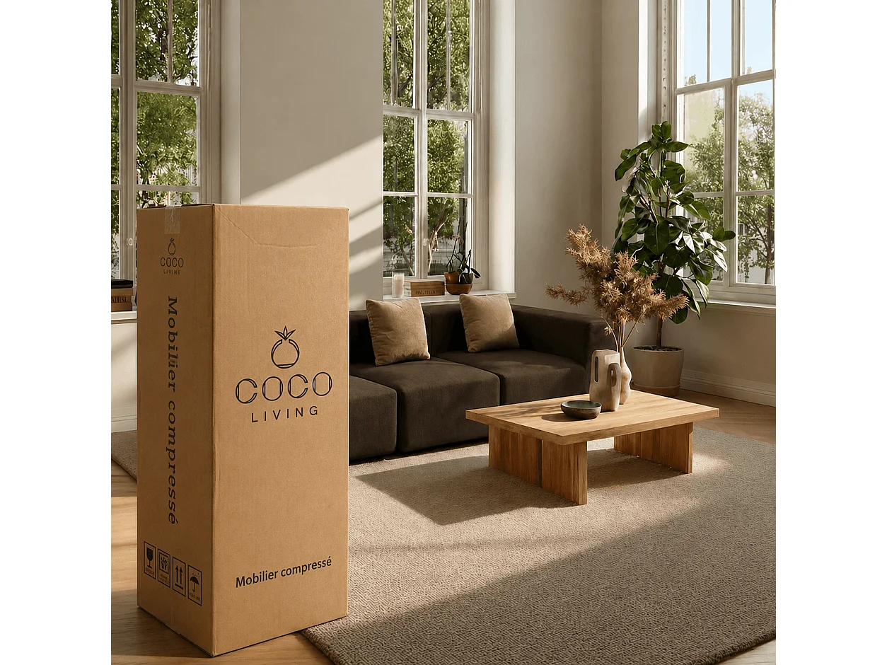 Coco Living Gecomprimeerde 3-zitsbank Pure in flanel -Chocolade en beige