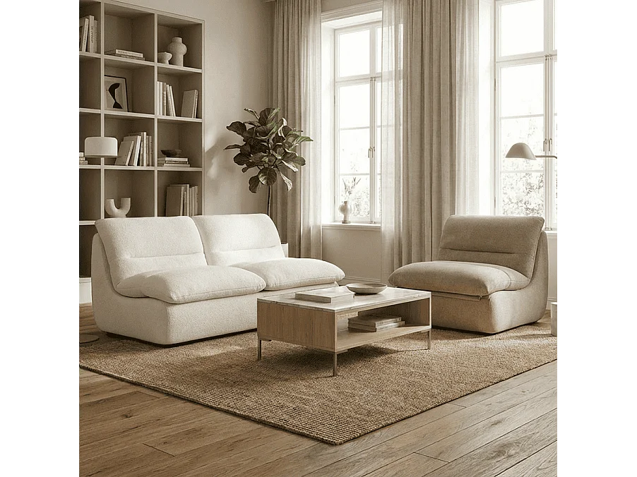 Coco Living Nuvia Living Set 3-Sitzer - Weiß und Sand