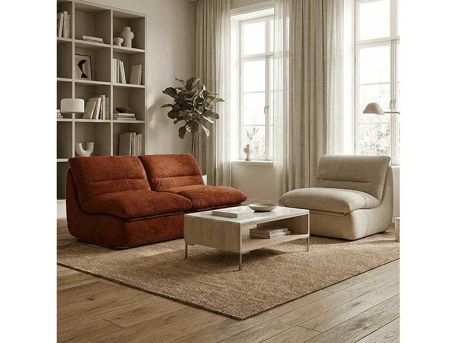 Coco Living Nuvia Living Set 3-Sitzer - Schokolade und Sand