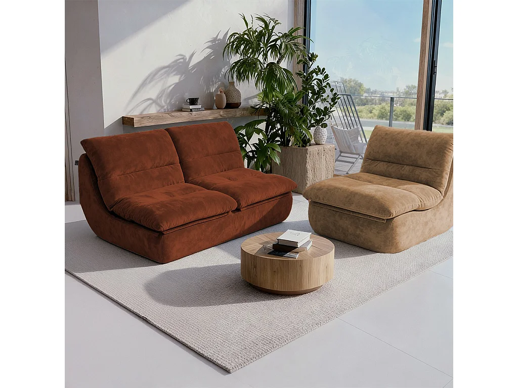 Coco Living Nuvia Living Set 3-Sitzer - Schokolade und Sand