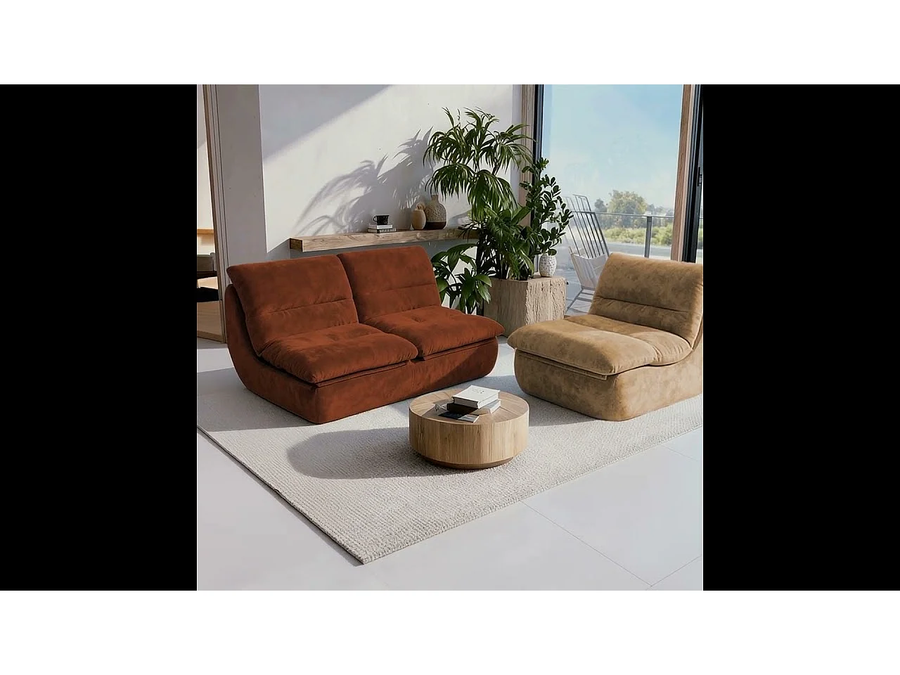 Coco Living Pack Nuvia Living 3 places - chocolat et sable