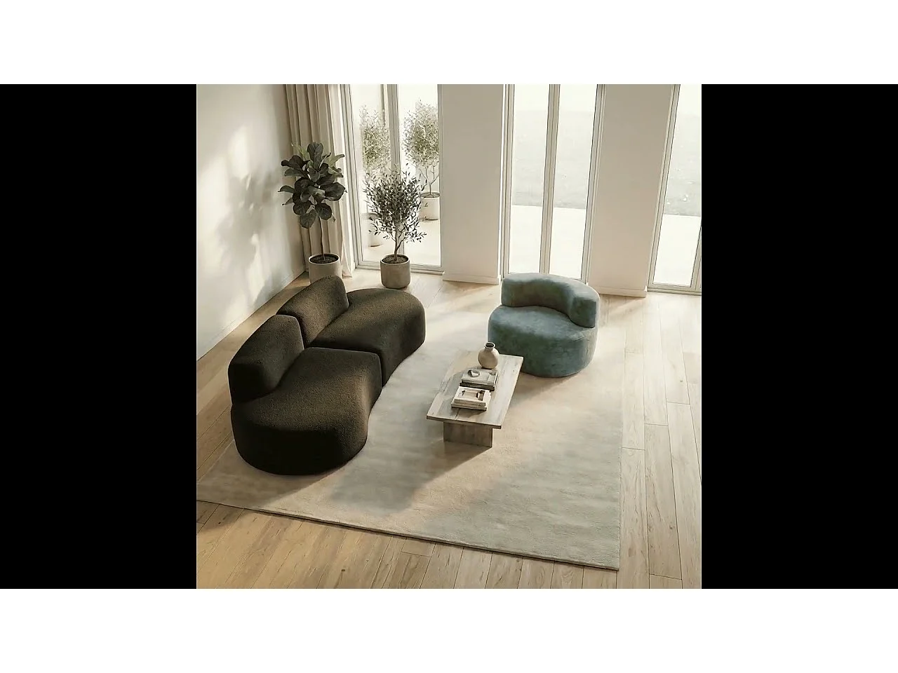 Coco Living Pack Lounge canapé 3 places et fauteuil - chocolat et sauge
