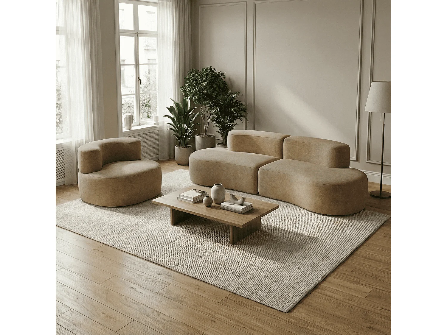 Lounge-Set Sofa und Sessel - Sand
