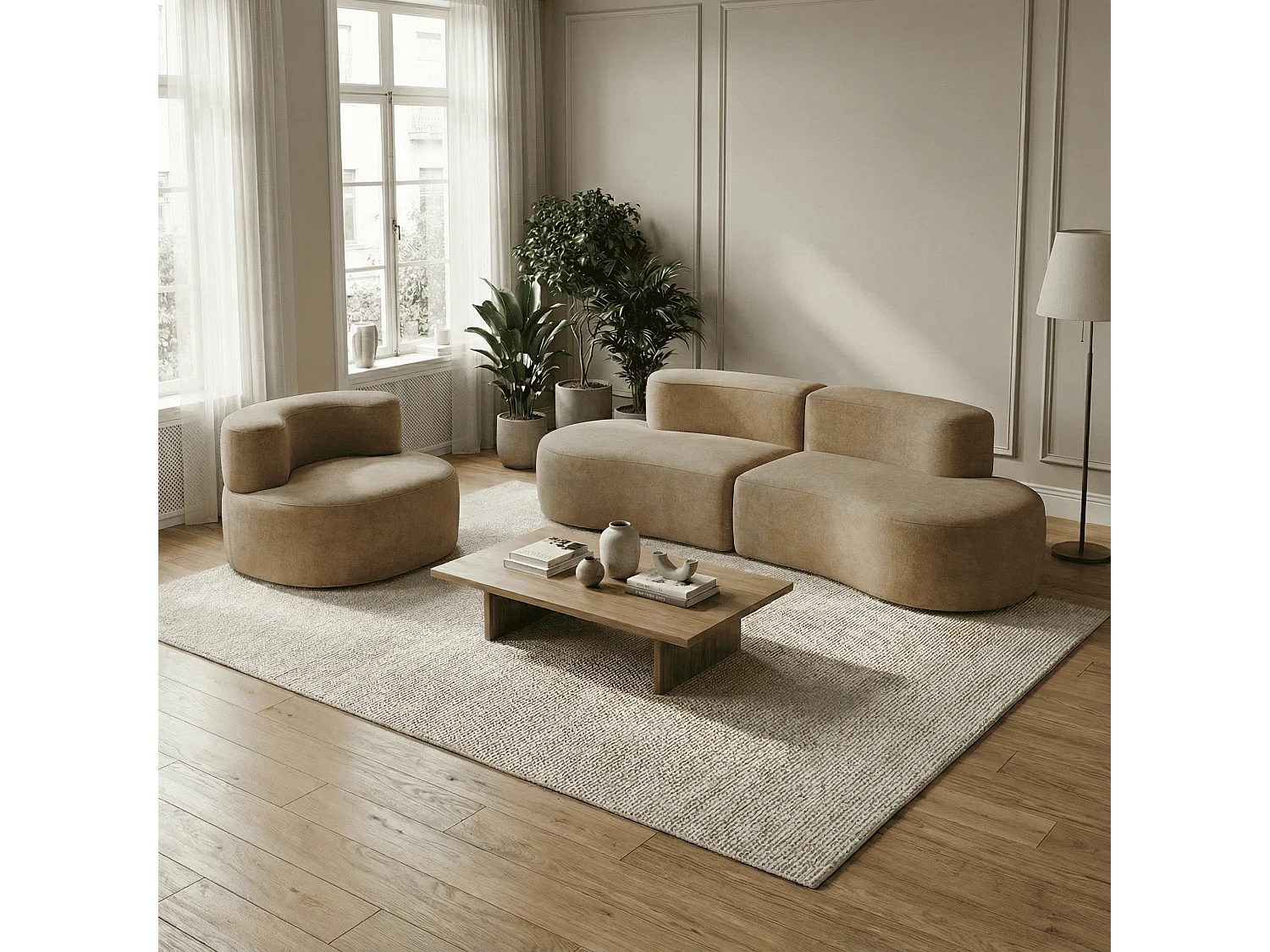 Coco Living Lounge-Set Sofa und Sessel - Sand