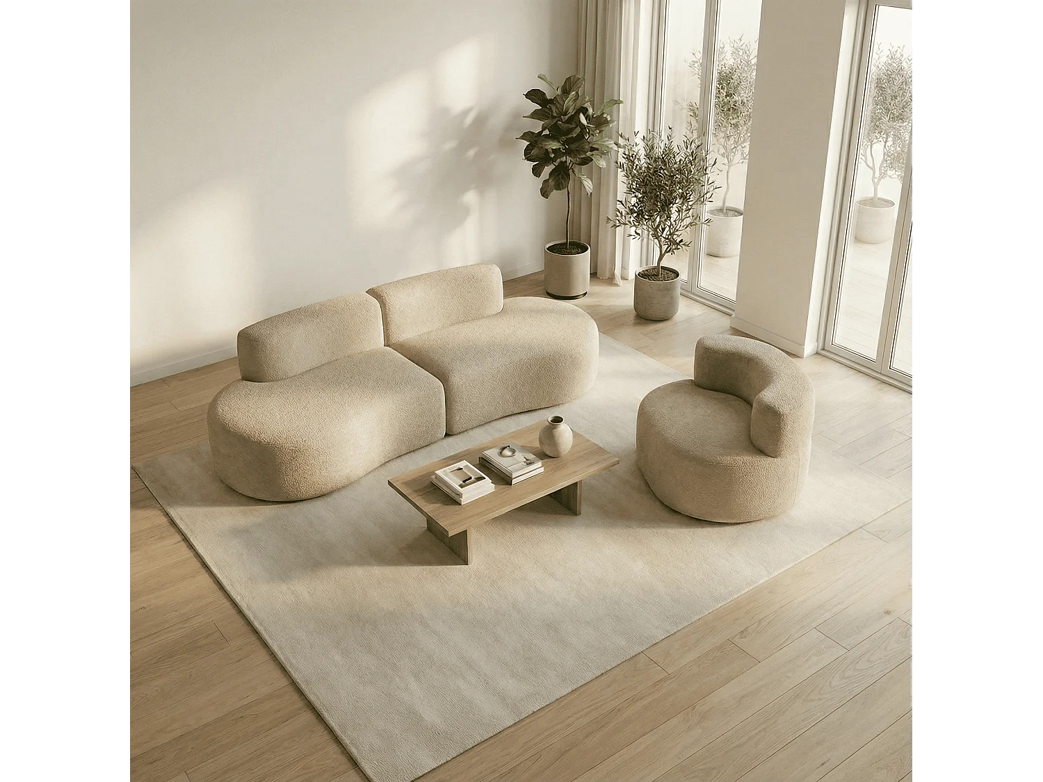 Coco Living Lounge-Set Sofa und Sessel - Sand