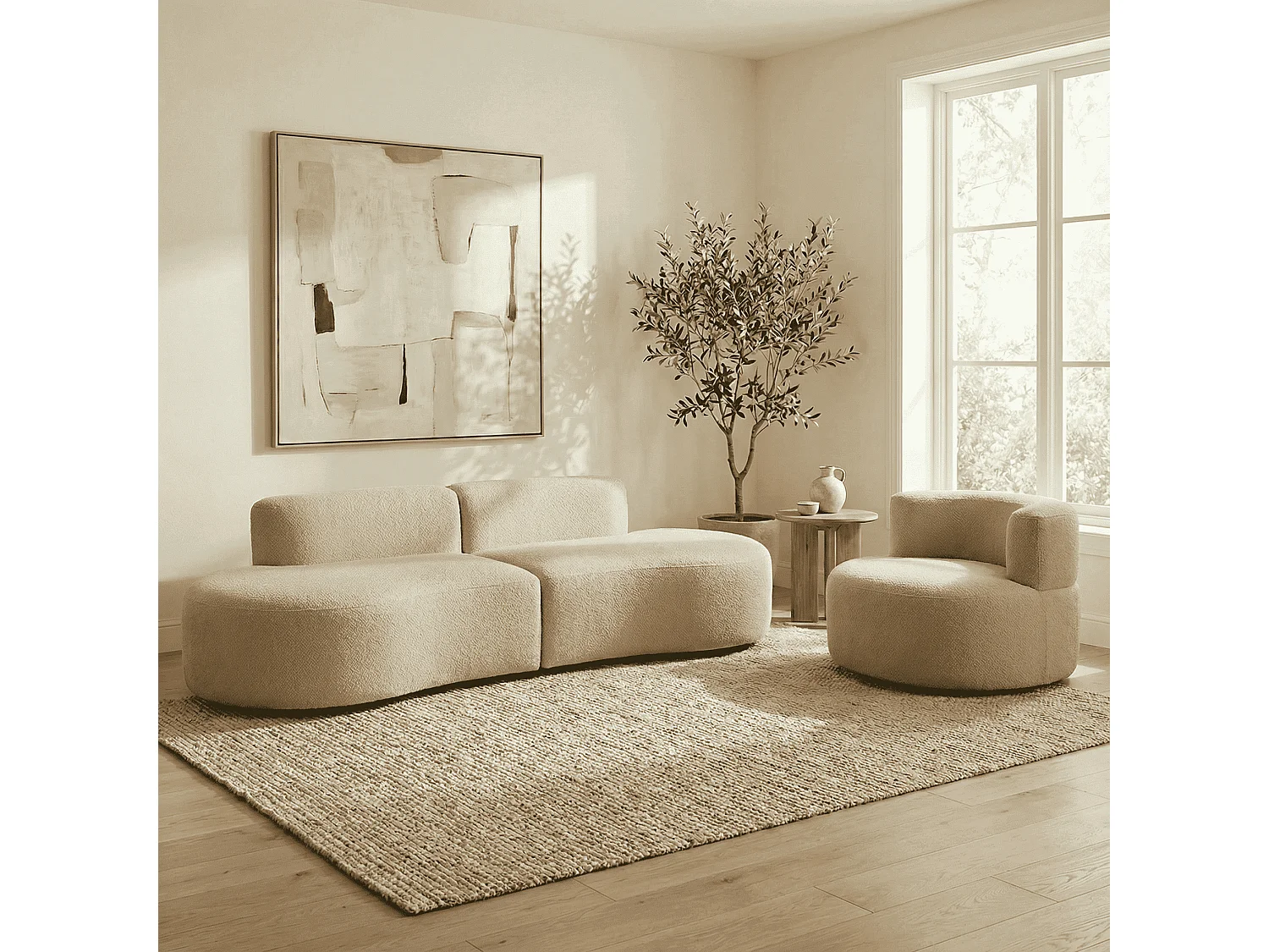 Pack lounge canapé et fauteuil - sable