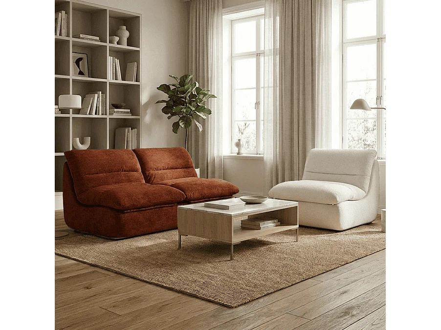 Coco Living Nuvia Living Set 3-Sitzer - Schokolade und Weiß