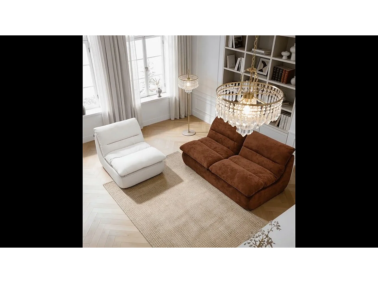 Coco Living Pack Nuvia Living 3 places - chocolat et blanc