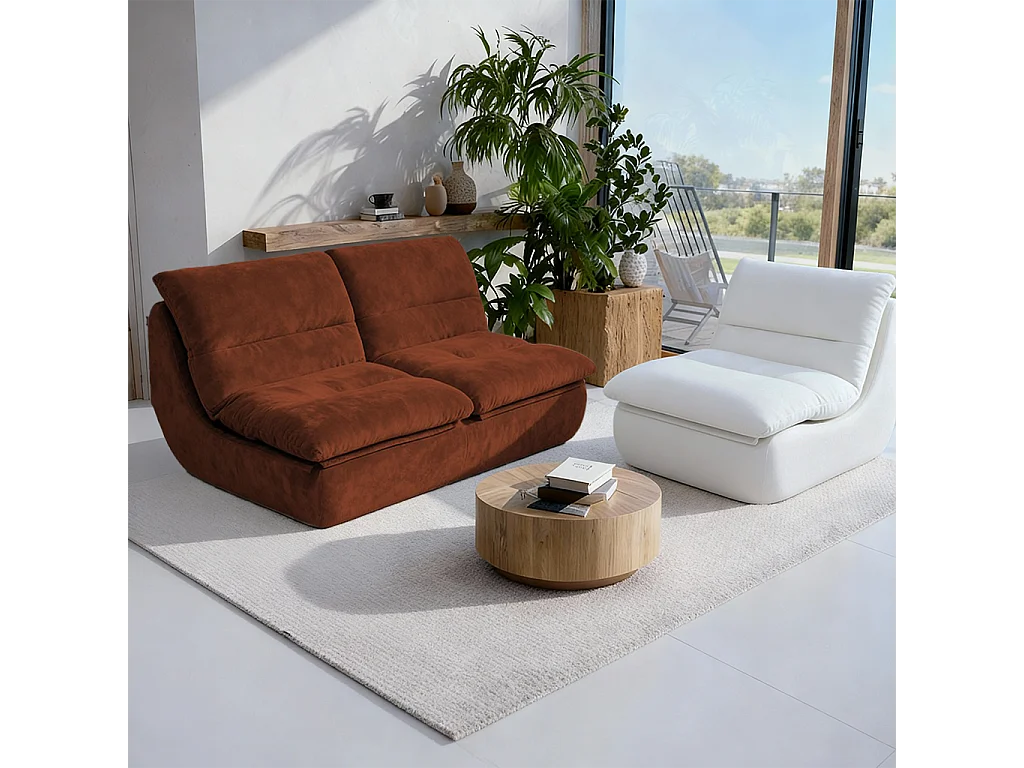 Coco Living Pack Nuvia Living 3 places - chocolat et blanc