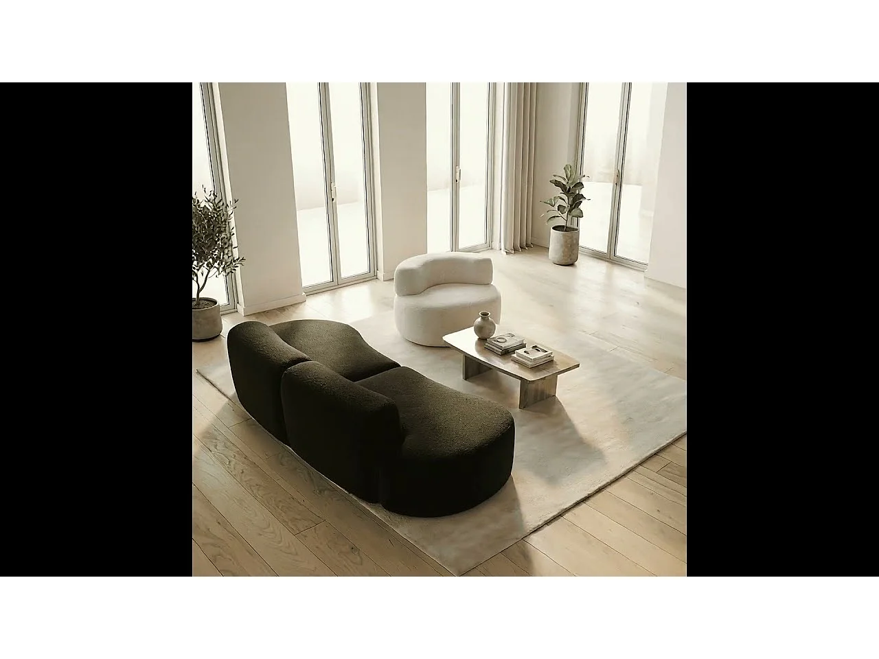 Coco Living Pack Lounge Canapé et fauteuil - chocolat et blanc
