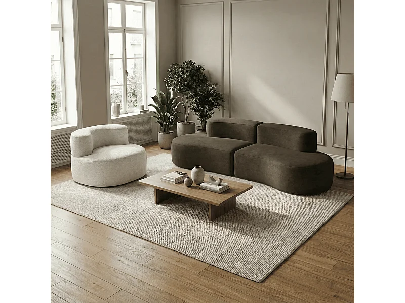 Lounge-Set Sofa und Sessel - Schokolade und Weiß