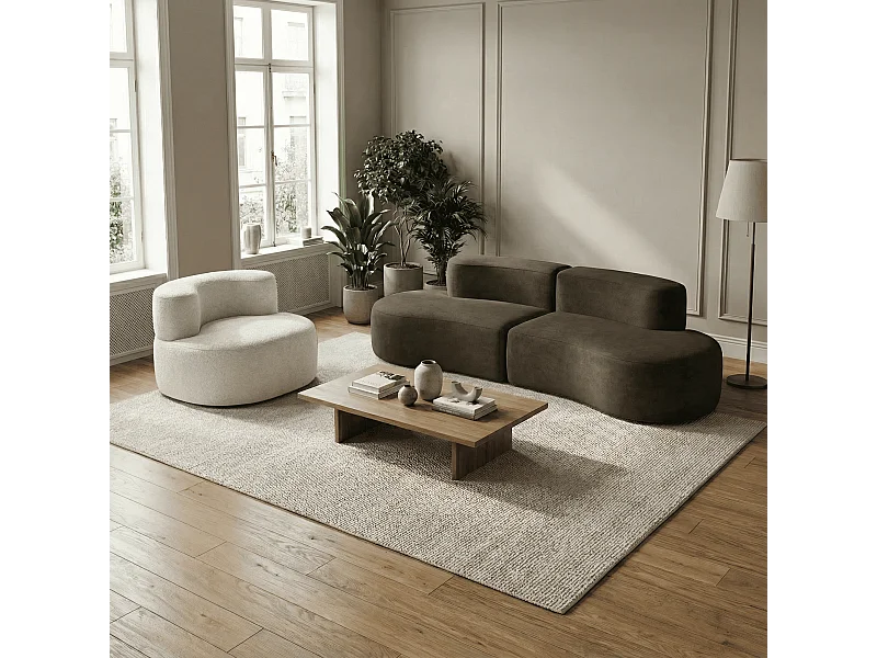 Coco Living Lounge-Set Sofa und Sessel - Schokolade und Weiß