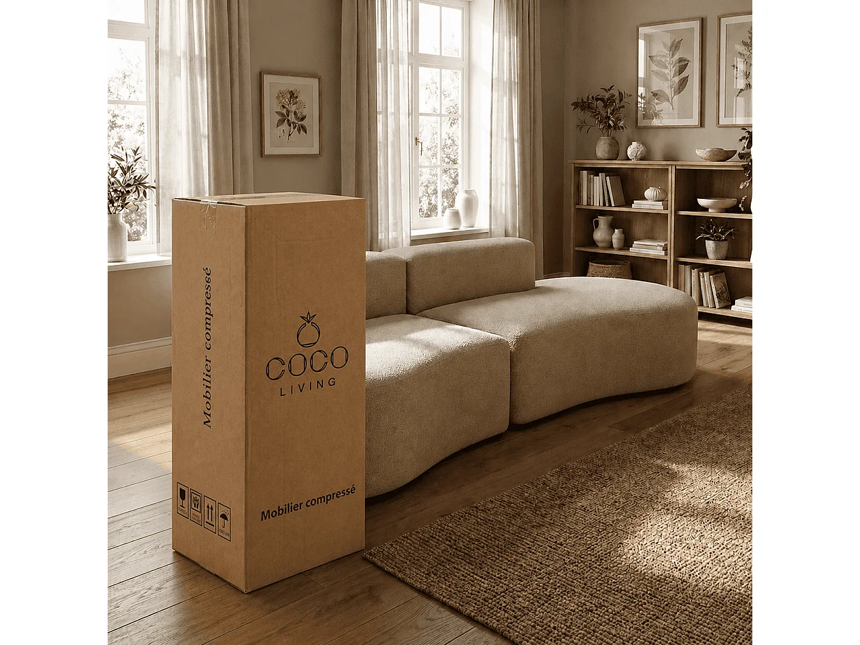 Coco Living Lounge Double 3-zitsbank - Koffie - 240 X 102 X 75 Cm