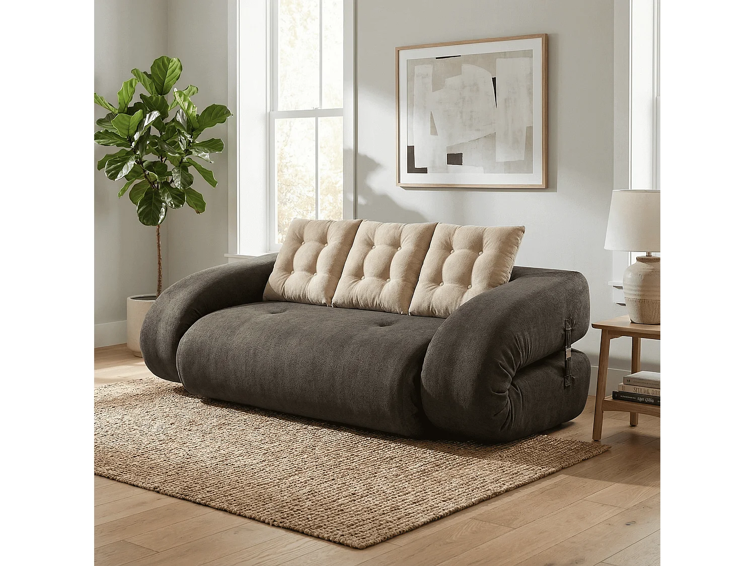 Coco Living Schlafsofa Okoa 2-Sitzer - Braun Sand