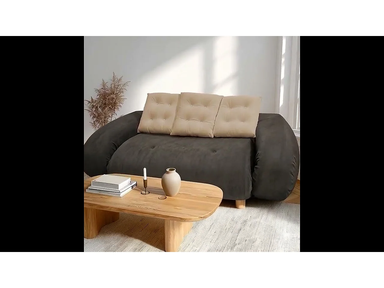 Coco Living Canapé Convertible Okoa 2 places - marron sable