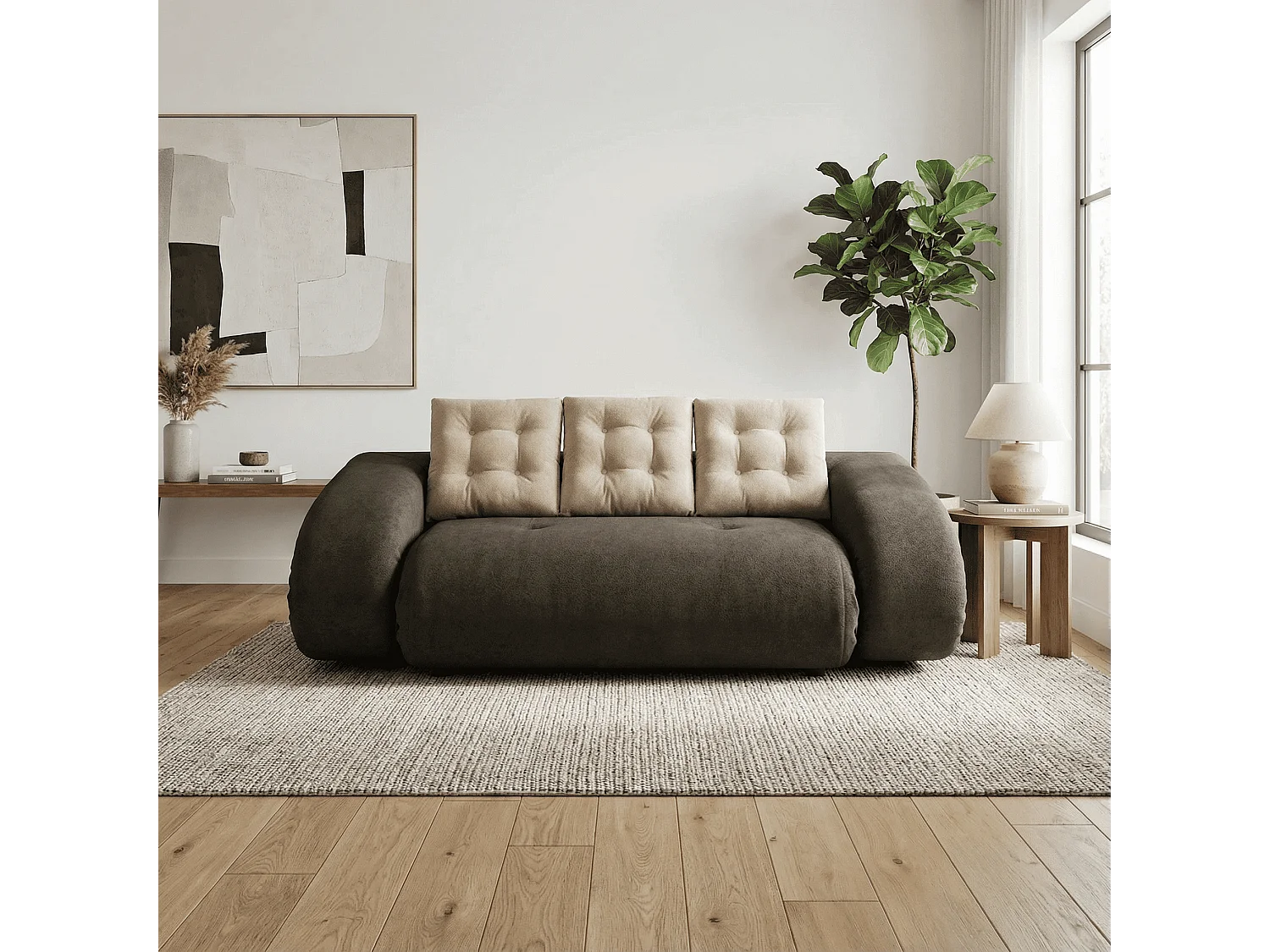 Coco Living Canapé Convertible Okoa 2 places - marron sable