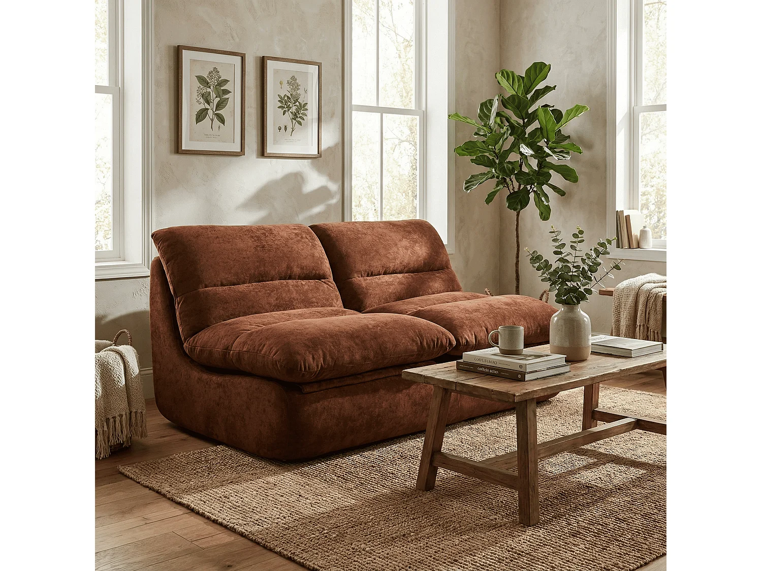 Coco Living Sofa Nuvia Doppel 2-Sitzer - Schokolade