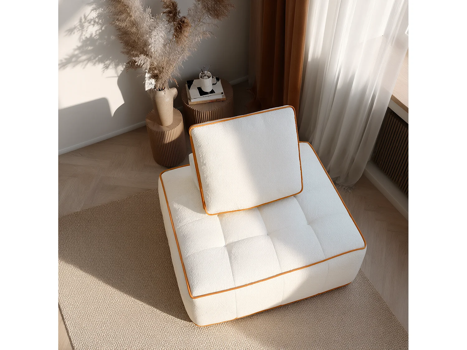 Zen-Sessel 1-Sitzer - Weiß und Orange