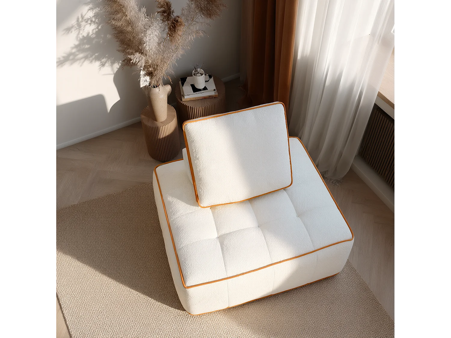 Coco Living Fauteuil Zen 1 place - blanc et orange