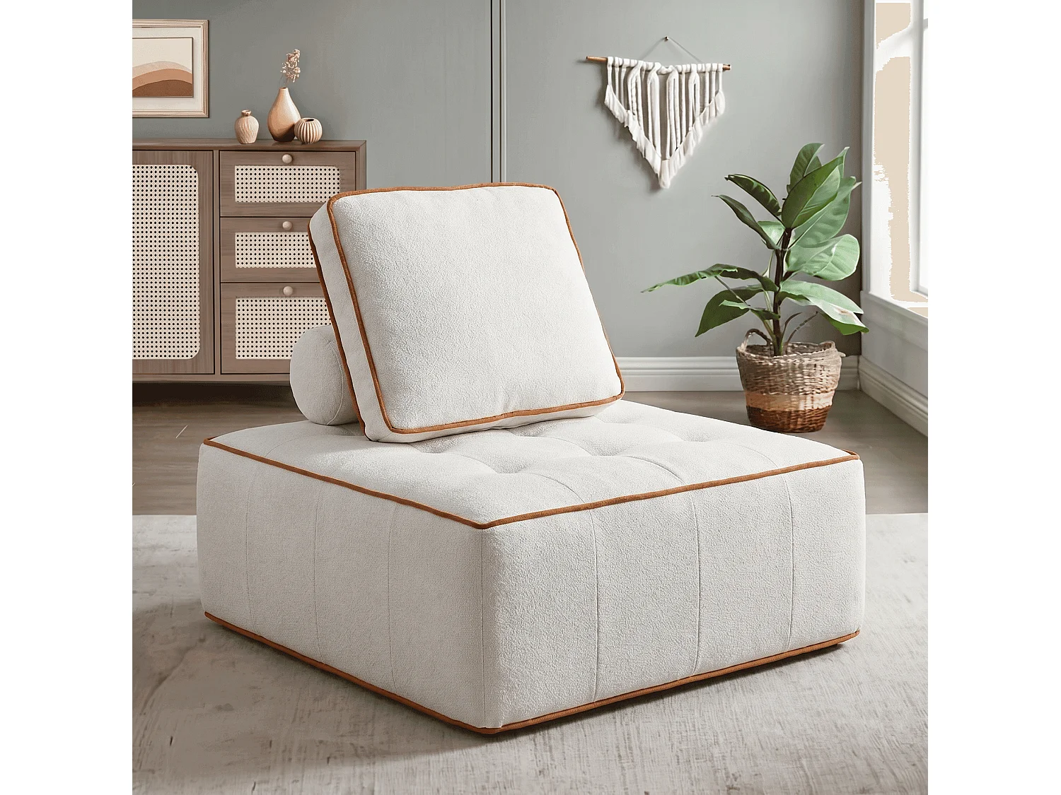 Fauteuil zen 1 place - blanc et orange