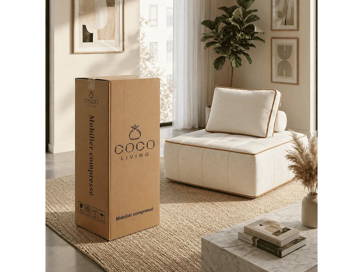 Fauteuil zen 1 place - blanc et orange