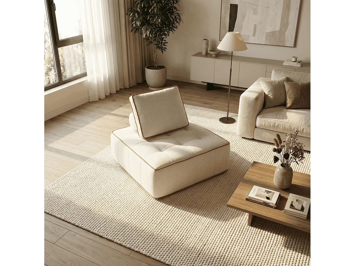 Fauteuil zen 1 place - blanc et orange