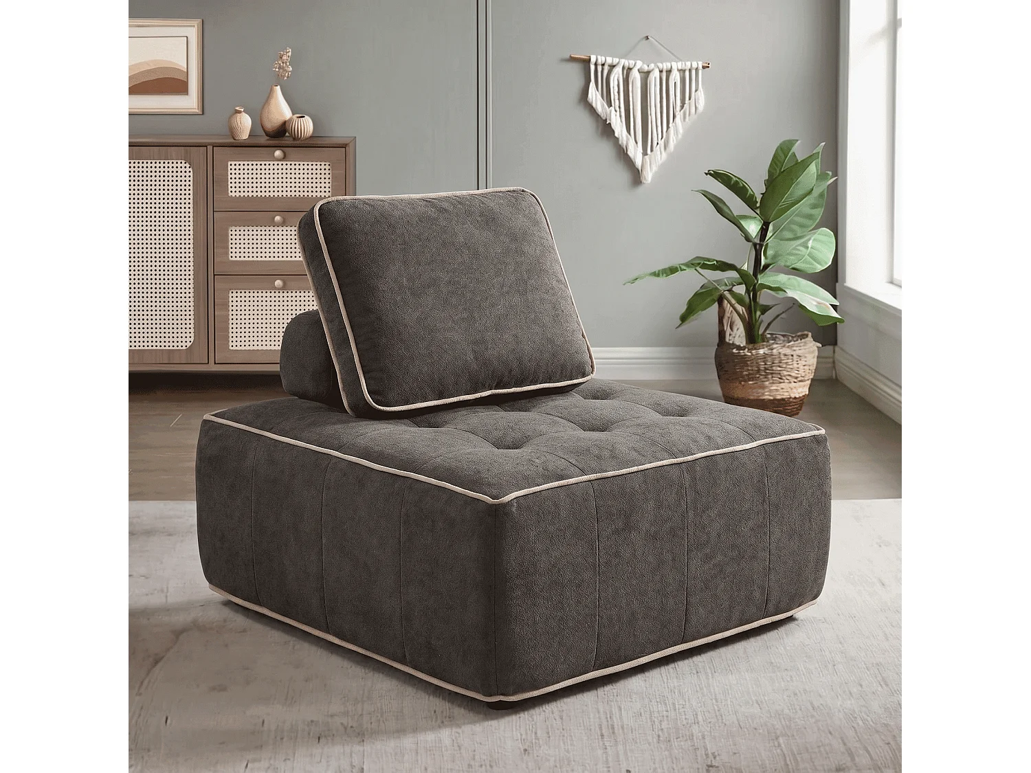 Fauteuil zen 1 place - chocolat et sable