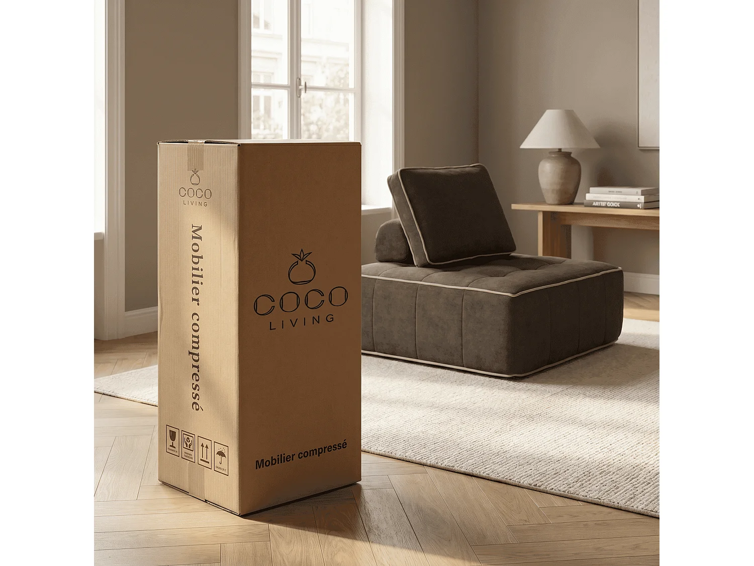 Fauteuil zen 1 place - chocolat et sable