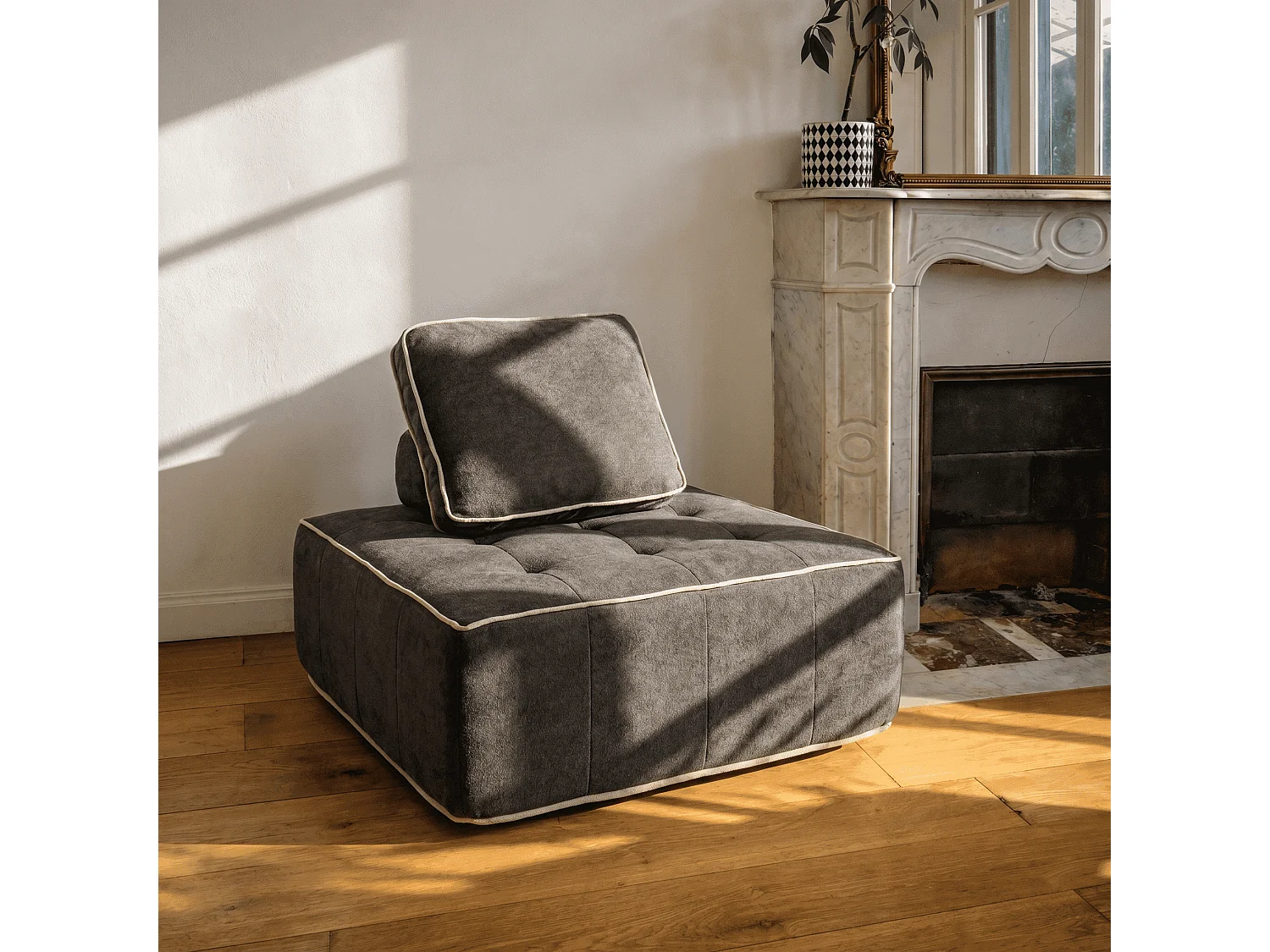 Fauteuil zen 1 place - chocolat et sable