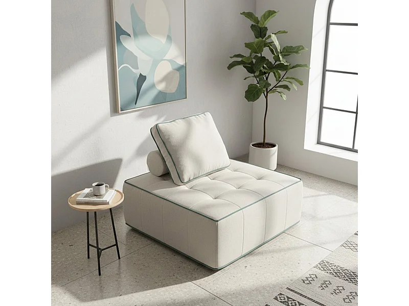 Fotel Zen 1-osobowy – biały i szałwia