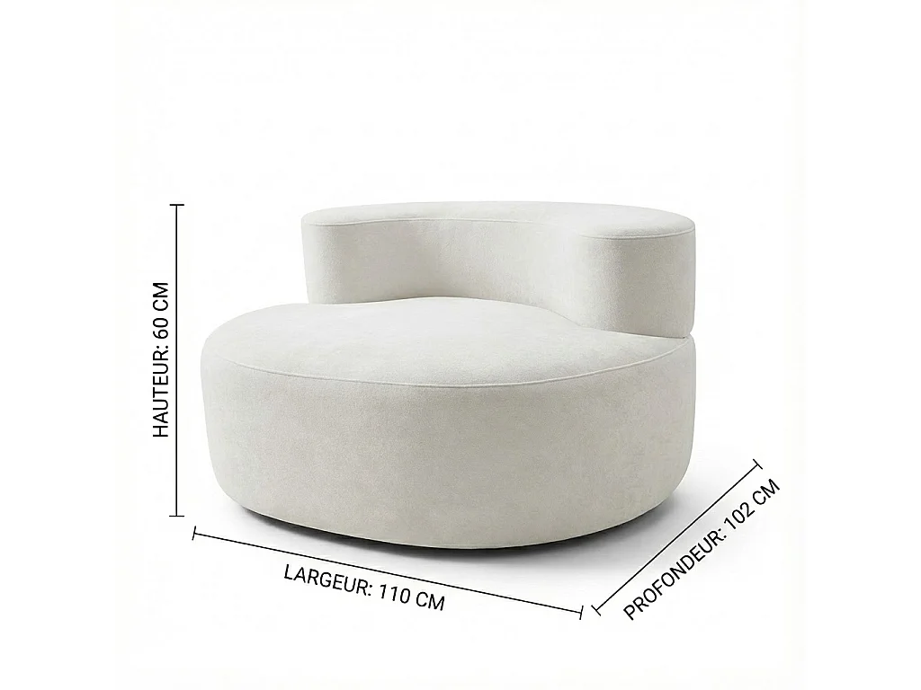 Fauteuil de salon milo 1 place - blanc