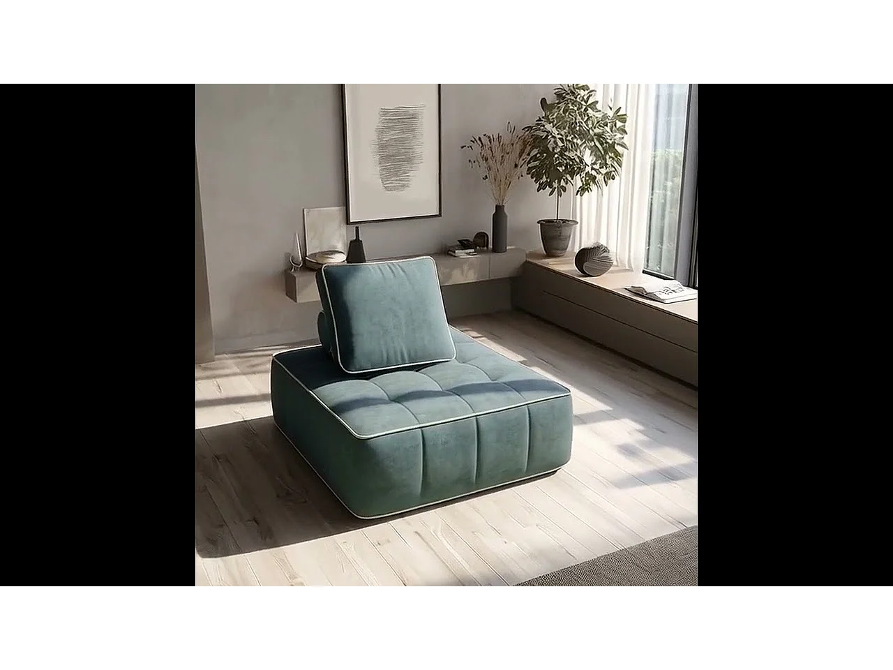 Poltrona Zen 1 lugar - sálvia e branco