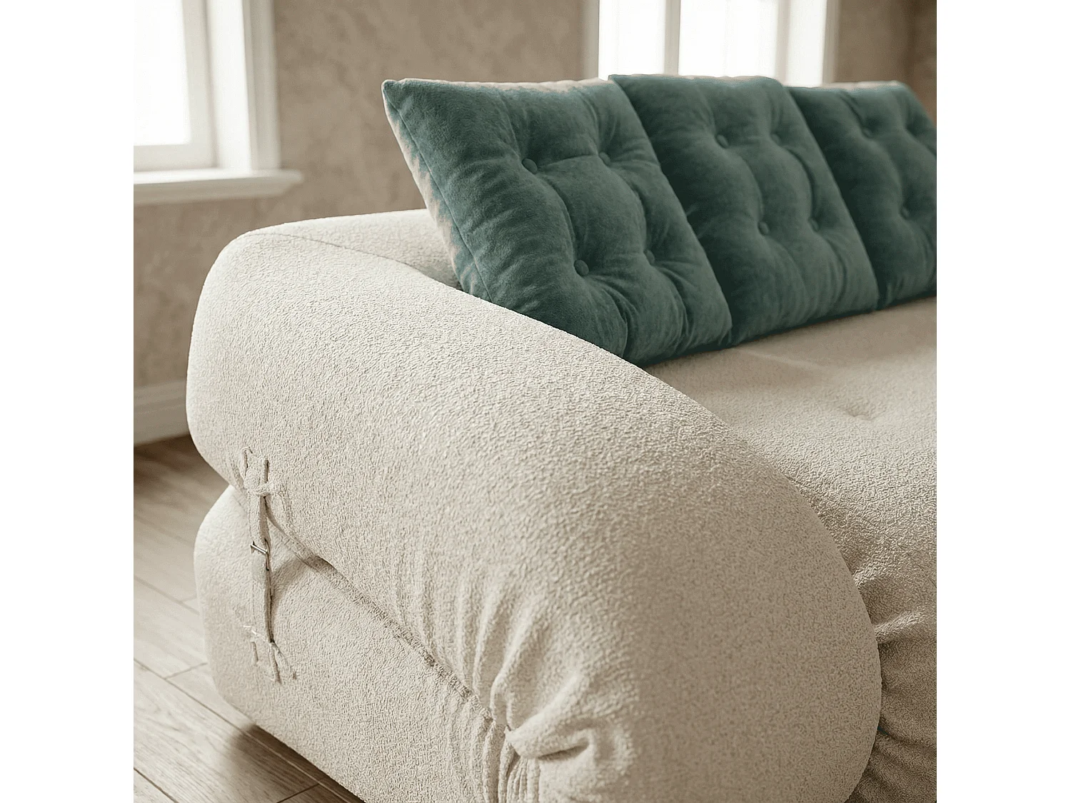 Canapé Convertible Okoa 2 places - blanc et sauge