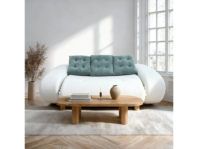 Coco Living Canapé Convertible Okoa 2 places - blanc et sauge